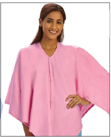 Fashion Seal Uniforms Exam Cape Simply Soft® Pink One Size Fits Most Front Opening Snap Closure Female
