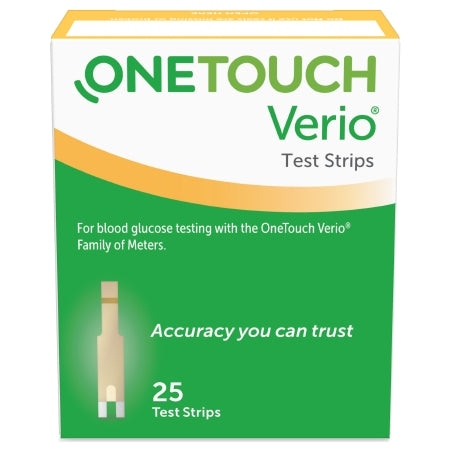 LifeScan Blood Glucose Test Strips OneTouch® Verio® 25 Strips per Box Our smallest sample size ever at 0.4 Microliter and fast results in just 5 seconds For OneTouch® Verio® Family of Meters
