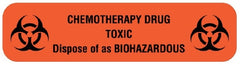 United Ad Label Pre-Printed Label UAL™ Warning Label Orange Paper Chemotherarpy Agent Black Caution 1/2 X 2 Inch - M-1076724-1247 - Roll of 1