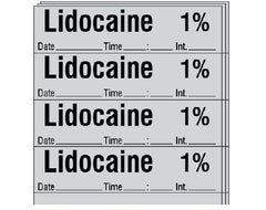 Shamrock Scientific Drug Label Shamrock Anesthesia Label Lidocaine 1% / Date _____ Time _____:_____ Int. _____ Gray 1/2 X 2 Inch - M-1076784-4500 - Pack of 1