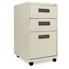 Alera® Three-Drawer Metal Pedestal File, 14.96w x 19.29d x 27.75h, Putty