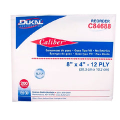 Dukal USP Type VII Gauze Sponge Caliber™ Cotton 12-Ply 4 X 8 Inch Rectangle NonSterile