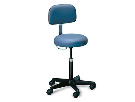 Hausmann Industries Air Lift Stool Padded Backrest Pneumatic Height Adjustment / Hand Operated 5 Casters Navy Blue