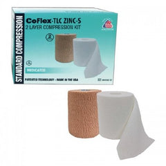 Andover Coated Products 2 Layer Compression Bandage System CoFlex® TLC Zinc with Indicators 4 Inch X 6 Yard / 4 Inch X 7 Yard 35 to 40 mmHg Self-adherent / Pull On Closure Tan NonSterile