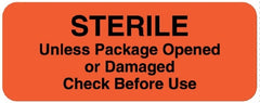 United Ad Label Pre-Printed Label UAL™ Auxiliary Label Florescent Paper Fluorescent Paper Sterile Uless Package Opened or Damaged check before use Black Safety and Instructional 7/8 X 2-1/2 Inch - M-1077751-2609 - Roll of 1
