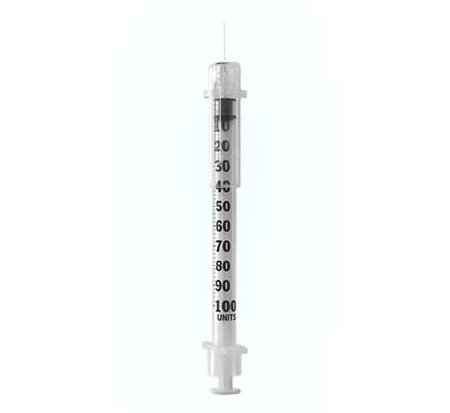 Arkray USA Insulin Syringe with Needle Assure® ID 1 mL 29 Gauge 1/2 Inch Attached Needle Sliding Safety Needle - M-1078095-1717 - Box of 100