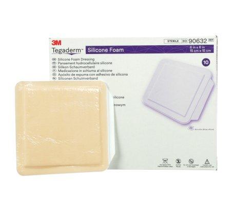 3M Silicone Foam Dressing 3M™ Tegaderm™ 4 X 4-1/4 Inch Square Silicone Adhesive Without Border Sterile