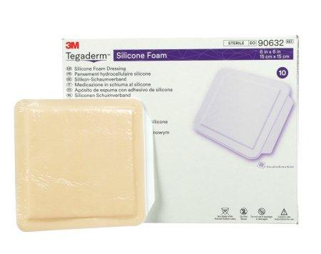 3M Silicone Foam Dressing 3M™ Tegaderm™ 6 X 6 Inch Square Silicone Adhesive Without Border Sterile