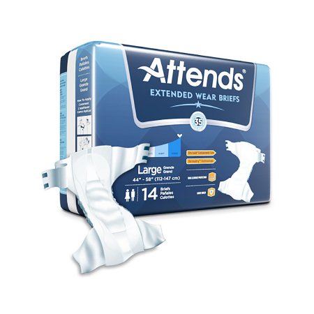 Attends Healthcare Products Unisex Adult Incontinence Brief Attends® Overnight Large Disposable Heavy Absorbency - M-1078991-2205 - Case of 56