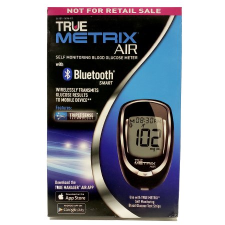 Nipro Diagnostics Blood Glucose Meter True Metrix™ AIR BlueTooth 4 Second Results Stores Up To 1000 Results , 7 , 14 and 30 Day Averaging No Coding Required