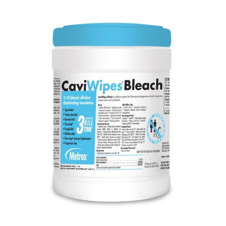 Metrex Research CaviWipes™ Bleach Surface Disinfectant Cleaner Premoistened Alcohol Based Wipe 90 Count Canister Disposable Alcohol Scent NonSterile - M-1079899-2821 - Each