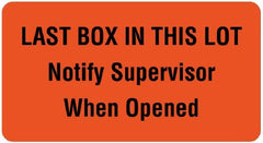 United Ad Label Pre-Printed Label UAL™ Warning Label Fluorescent Red Paper Last Bix Ub This Lot Black Quality Control Label 1-5/8 X 3 Inch - M-1079900-3587 - Roll of 1
