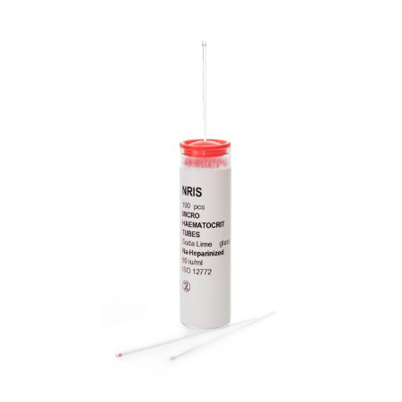 McKesson Capillary Blood Collection Tube Micro-hematocrit Sodium Heparin Additive 1.1 X 75 mm 75 µL Red Stripe Without Closure Glass Tube