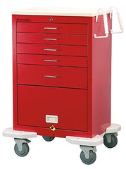 Lakeside Manufacturing Emergency Cart 25 X 32 X 45-3/4 Inch Red (4) 6 Inch, (1) 3 Inch Drawers, (1) 12 Inch Panel