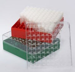 Globe Scientific Cryo Storage Box BioBOX™ 52 X 132 X 132 mm Green Polycarbonate 100 Vial Capacity