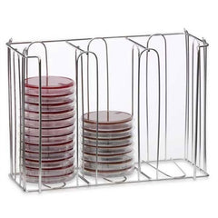 Market Lab Inc Media Plate Holder Rack MarketLab 4-1/2 X 8-3/4 X 12-1/4 Inch Silver Stainless Steel 39 Plate Capacity