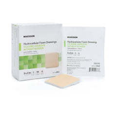 Silicone Foam Dressing McKesson 3 X 3 Inch Square Silicone Gel Adhesive without Border Sterile