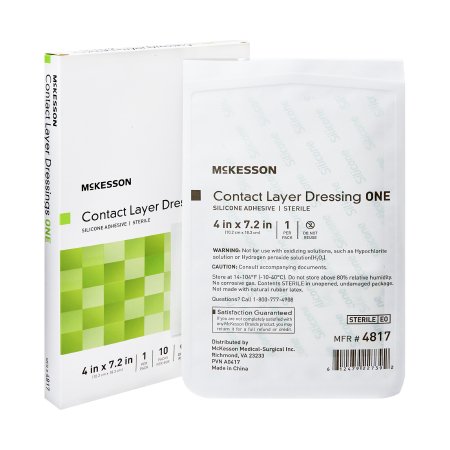 Wound Contact Layer Dressing McKesson Silicone 4 X 7.2 Inch Sterile