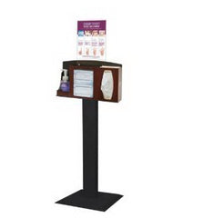Bowman Manufacturing Hygiene Dispensing Station Signature Series Floor Stand Cherry / Black / Clear 18 X 18 X 58.36 Inch, 3 Compartment ABS Plastic / Powder-Coated Steel / PETG Plastic