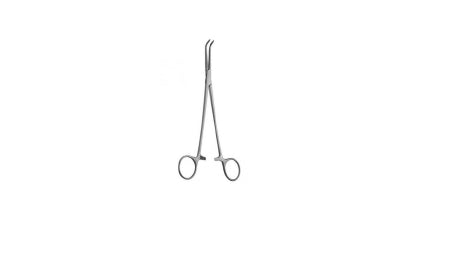 V. Mueller Forceps Moynihan-Navratil 9-1/2 Inch Length Stainless Steel Ring Handle Angled Double Action Serrated, Fenestrated Jaw - M-1083318-4183 - Each