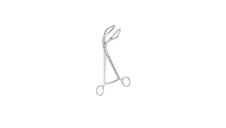 V. Mueller Uterine Elevating Forceps Somers 8-3/4 Inch Length Stainless Steel Ring Handle Curved Double Action Serrated, Fenestrated Jaw - M-1083321-3275 - Each