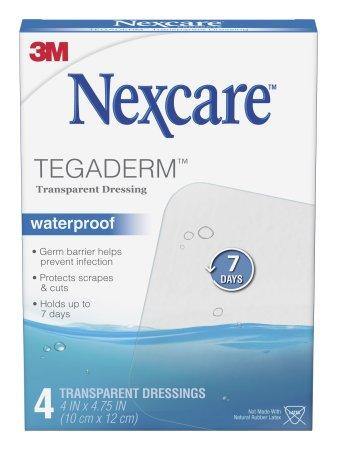 3M Transparent Film Dressing Nexcare™ Tegaderm™ Rectangle 4 X 4-3/4 Inch 2 Tab Delivery Without Label Sterile