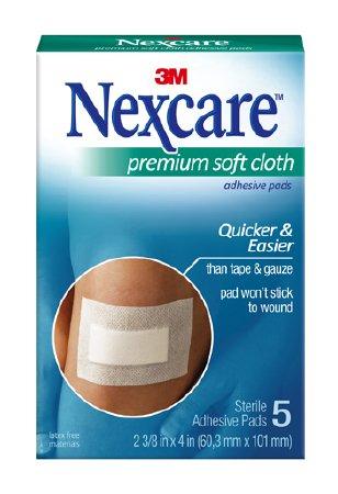 3M Adhesive Dressing Nexcare™Premium 2-3/8 X 4 Inch Soft Cloth Rectangle White Sterile