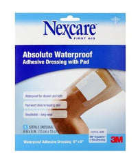 3M Adhesive Dressing Nexcare™ Absolute Waterproof 6 X 6 Inch Plastic Square Clear Sterile