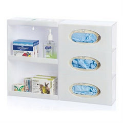Market Lab Inc Glove Box Holder Wall Mounted 3-Box Capacity White 22 W X 4-1/2 D X 16 H Inch Acrylic