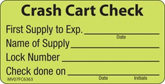 Precision Dynamics Crash Cart Label MedVision® 2-15/16 X 1-1/2 Inch Fluorescent Chartreuse