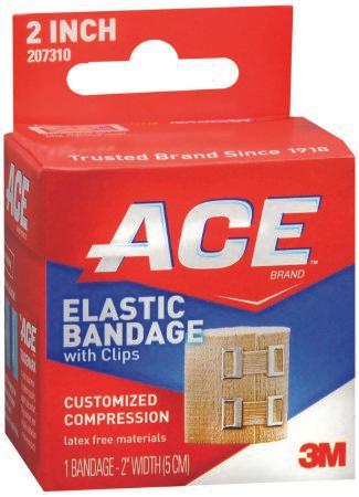 3M Elastic Bandage 3M™ ACE™ 2 Inch Width Standard Compression Clip Detached Closure Tan NonSterile