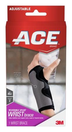 3M Wrist Brace 3M™ Ace™ Reversible Aluminum / Nylon / Polyester / Polyurethane / Spandex Left or Right Hand Black / Gray One Size Fits Most