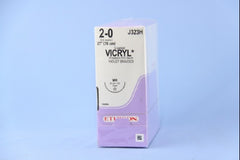Suture with Needle Coated Vicryl Absorbable Coated Violet Suture Braided Polyglactin 910 Size 2 - 0 27 Inch Suture 1-Needle 36.4 mm Length 1/2 Circle Taper Point Needle