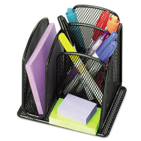 Safco® Onyx Mini Organizer with Three Compartments, Black, 6 x 5 1/4 x 5 1/4