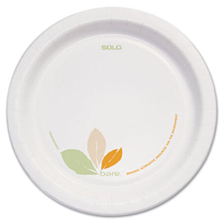 Dart® Bare Paper Eco-Forward Dinnerware, 8 1/2" Plate, Green/Tan, 250/Carton