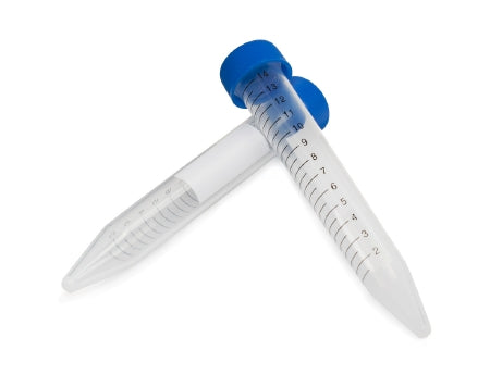 McKesson Centrifuge Tube Conical Bottom Plain 17 X 120 mm 15 mL Blue Screw Cap Polypropylene Tube