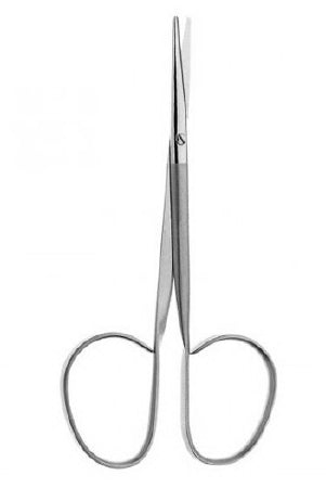 V. Mueller Strabismus Scissors 4-1/4 Inch Length Stainless Steel Ribbon Style Finger Ring Handle Curved Round - M-1086058-1094 - Each