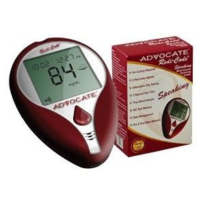 Pharma Supply Inc Blood Glucose Meter Advocate® Redi-Code 5 Second Results Stores Up To 400 Results , 7 , 14 and 30 Day Averaging No Coding Required