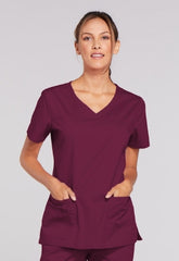 Inspired Results Inc Scrub Shirt Cherokee X-Large Wine 3 Pockets Short Sleeve Female