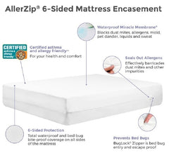 Protect A Bed Mattress Cover Protect-A-Bed® Allerzip Smooth 76 X 80 X 18 Inch 100% Polyester Main Panel / 100% Polyurethane Laminate Lining / 100% Polyester Skirt For King Size Mattresses