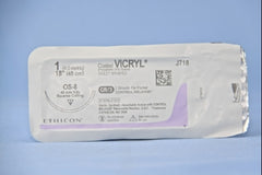 J & J Healthcare Systems Suture with Needle Coated Vicryl™ Absorbable Coated Violet Suture Braided Polyglactin 910 Size 1 18 Inch Suture 1-Needle 40 mm Length 1/2 Circle Reverse Cutting Needle