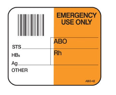 Shamrock Scientific Pre-Printed Label Laboratory Use Orange / White Emergency Use Only Barcode Black Lab / Specimen 1-1/2 X 1-3/4 Inch - M-1087892-1998 - Roll of 1