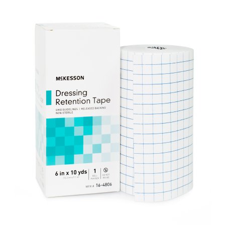 Dressing Retention Tape McKesson Nonwoven Fabric / Printed Release Paper 6 Inch X 10 Yard White NonSterile