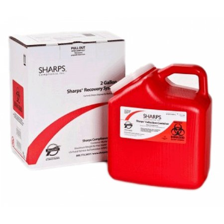 Sharps Compliance Mailback Sharps Container The Sharps Disposal By Mail System® PRO-TEC® 11 H X 6 W X 9 L Inch 2 Gallon Red Base / White Lid Vertical Entry Snap On Lid