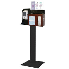 Bowman Manufacturing Hygiene Dispensing Station Signature Series Floor Stand Cherry / Black / Clear 18 X 22.2 X 58.9 Inch, 3 Compartments ABS Plastic / Powder-Coated Steel / PETG Plastic