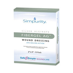 Safe N Simple Silver Alginate Dressing Simpurity™ Fibergel AG™ 2 X 2 Inch Square Sterile