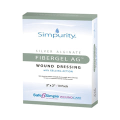 Safe N Simple Silver Alginate Dressing Simpurity™ Fibergel AG™ 2 X 2 Inch Square Sterile