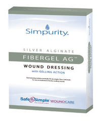 Safe N Simple Silver Alginate Dressing Simpurity™ Fibergel AG™ 4 X 4-3/4 Inch Rectangle Sterile