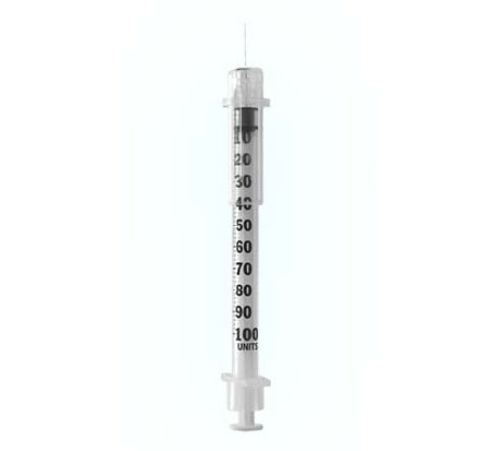 Arkray USA Insulin Syringe with Needle Assure® ID 0.5 mL 29 Gauge 1/2 Inch Attached Needle Sliding Safety Needle