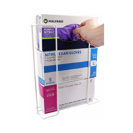 Omnimed Glove Box Holder Horizontal or Vertical Mounted 3-Box Capacity White 4-1/2 X 11-1/2 X 16 Inch Aluminum